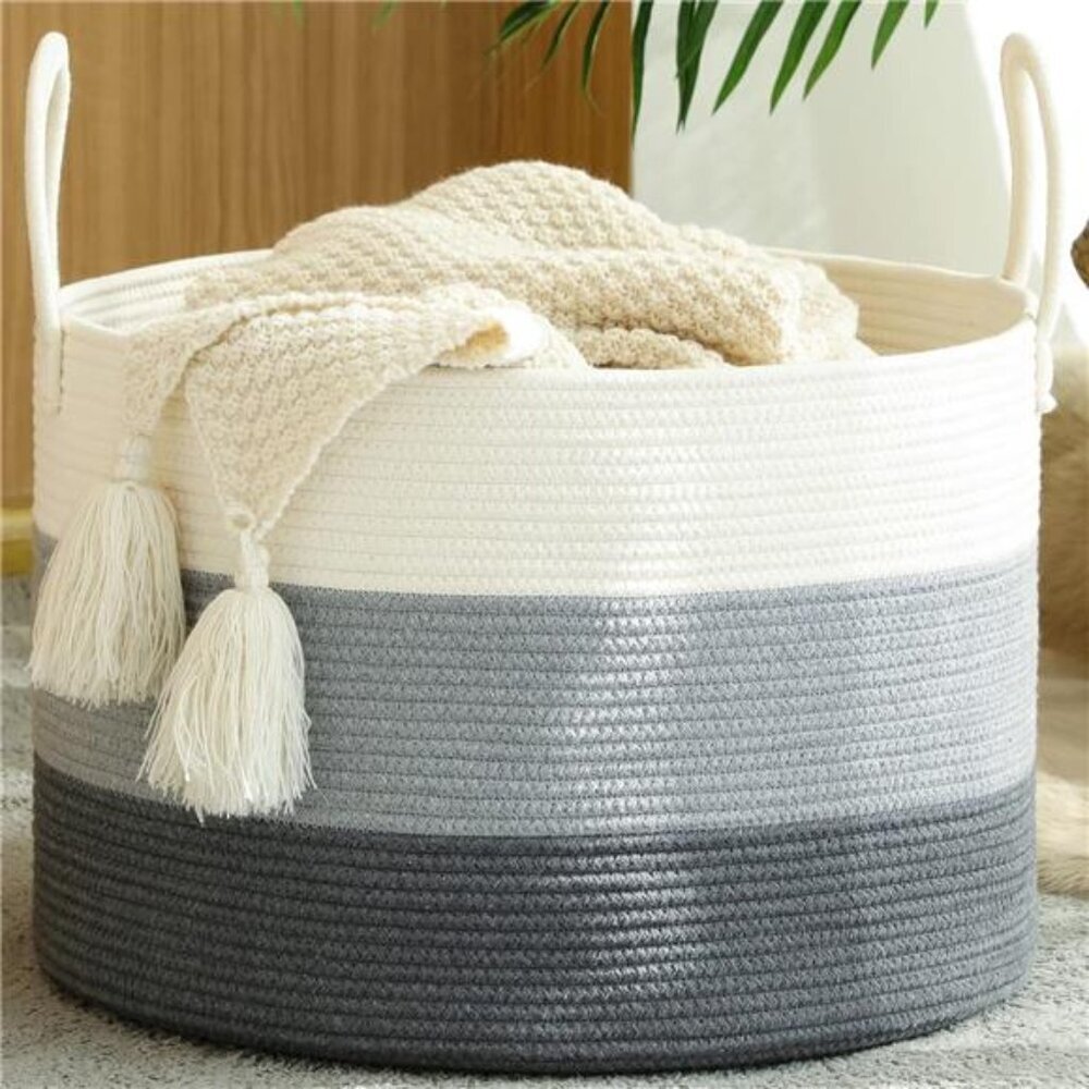 Large Blanket Basket (20"x13"),Woven Baskets for storage Baby Laundry Hamper